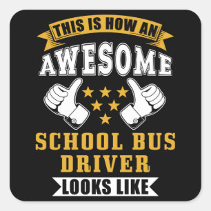 schoolbuskaartje vierkante sticker