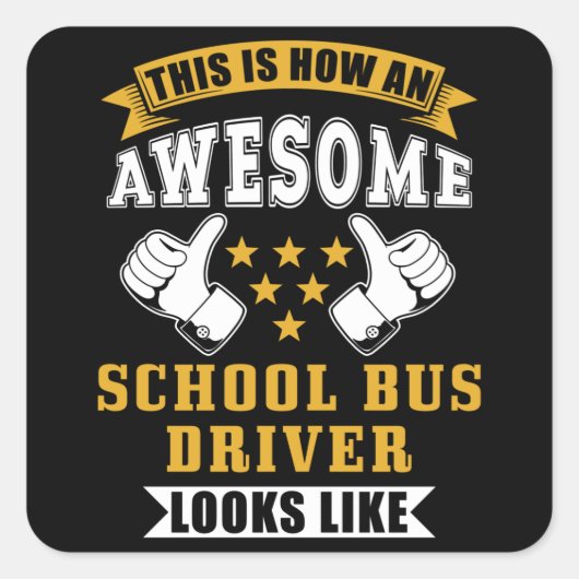 schoolbuskaartje vierkante sticker (Voorkant)