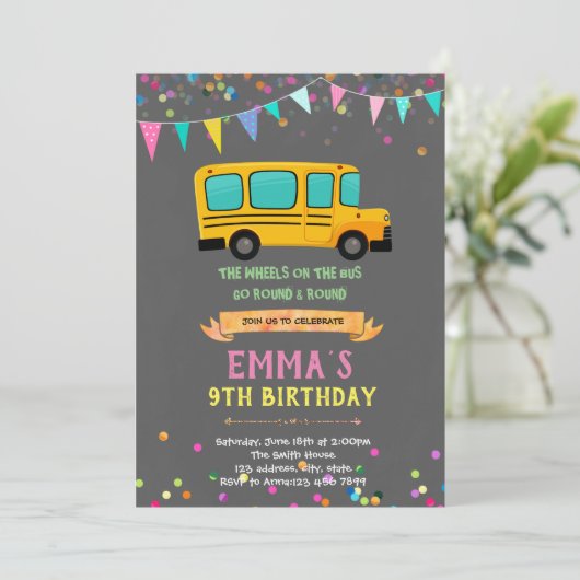 Schoolbusmeisje Kaart (Staand voorkant)