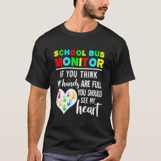Schoolbusmonitor handen vol Zie mijn hij T-shirt