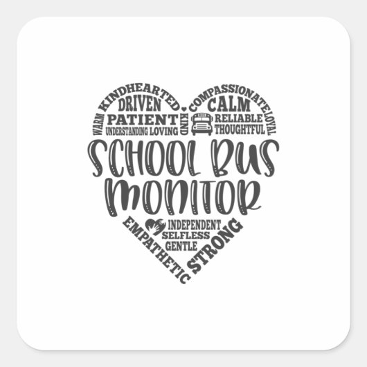 schoolbusmonitor, schoolbusmonitor vierkante sticker (Voorkant)
