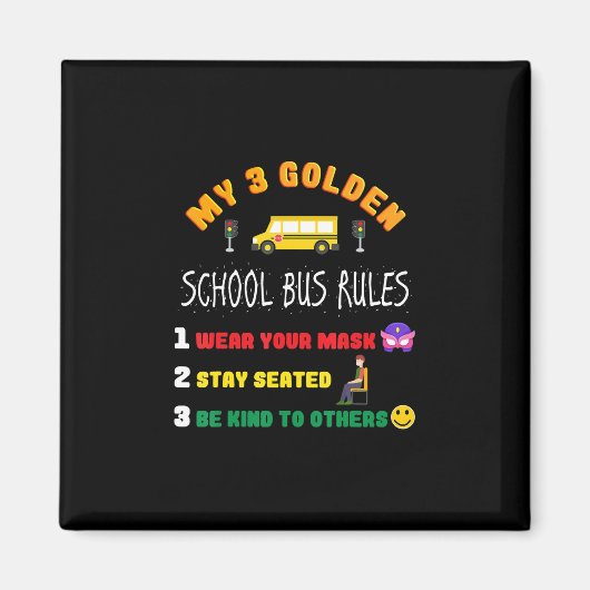 schoolbusregels voor studenten Funny School Bus Magneet (Voorkant)