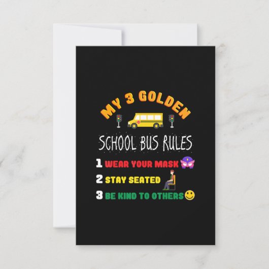 schoolbusregels voor studenten Funny School Bus RSVP Kaartje (Voorkant)