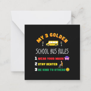 Schoolbusregels voor studenten Grappige schoolbus Notitiekaartje