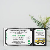Schoolbusrit Geboortedag Bus Ticket Kaart (Staand voorkant)