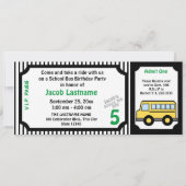 Schoolbusrit Geboortedag Bus Ticket Kaart (Voorkant)
