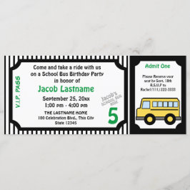 Schoolbusrit Geboortedag Bus Ticket Kaart