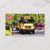 schoolbussen op stoppen in lente visitekaartje (Achterkant)