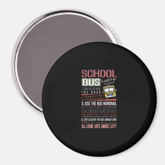 Schoolbusveiligheidregels T, schoolbuschauffeur Magneet (Voorkant / Achterkant)
