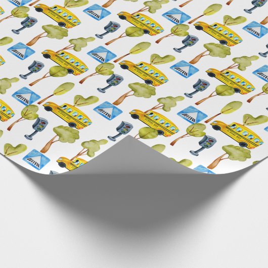 Schoolbusverkeerslichten en kruislopen cadeaupapier (Hoek)