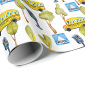 Schoolbusverkeerslichten en kruislopen cadeaupapier (Rol Hoek)