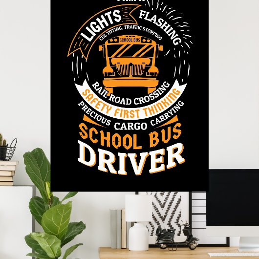 Schoolbusverlichting knippert poster (Thuiskantoor)