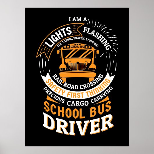Schoolbusverlichting knippert poster (Voorkant)