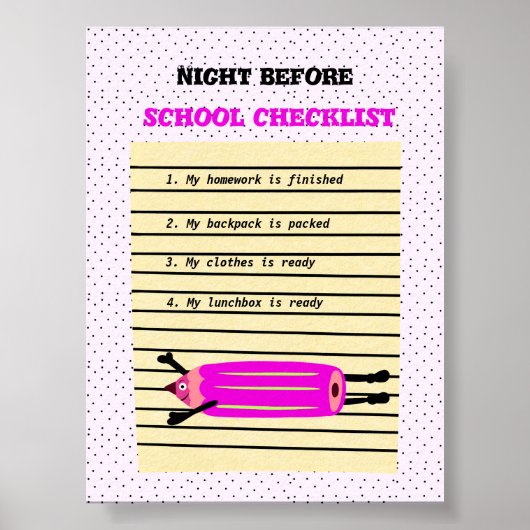 Schoolchecklist Poster (Voorkant)