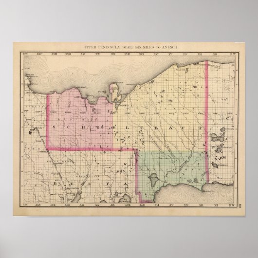 Schoolcraft County Michigan Poster (Voorkant)