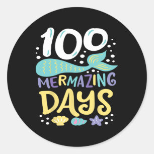 Schooldagen 100 Mermazing Dagen van School Mermai Ronde Sticker