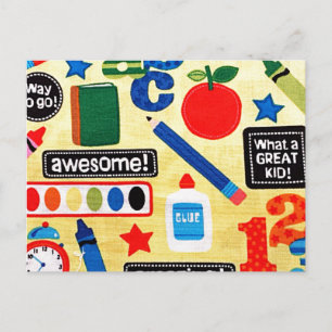 Schooldagen Fabric Print Briefkaart
