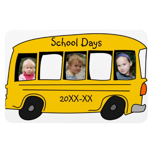 Schooldagen Gele School Bus Foto Magneet (Horizontaal)