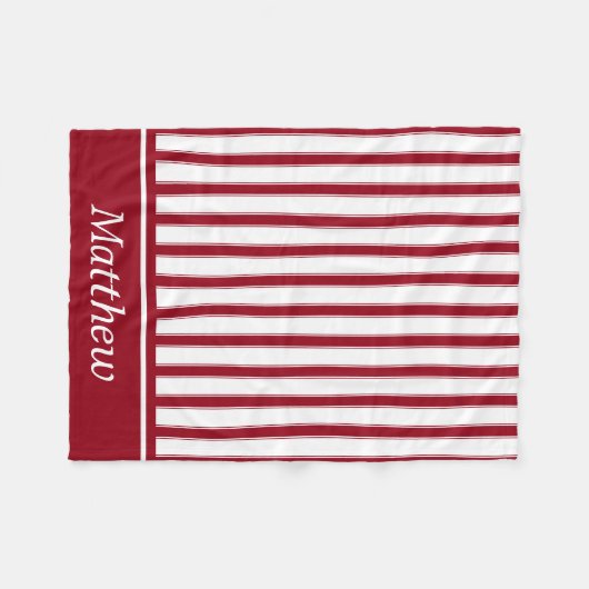 Schooldagen Rood en Wit Ticking Stripe Fleece Deken (Voorkant (Horizontaal))