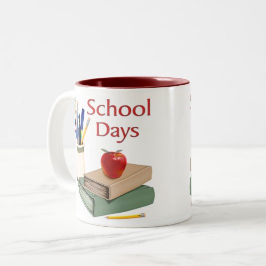 Schooldagen Stilleven Tweekleurige Koffiemok (Voorkant links)