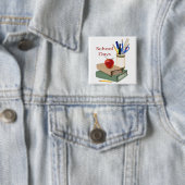 Schooldagen Stilleven Vierkante Button 5,1 Cm (In situ)