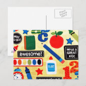 Schooldagen Stof Print Briefkaart (Voorkant / Achterkant)