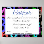 Schooldiploma of -onderscheiding voor kinderen poster (Voorkant)