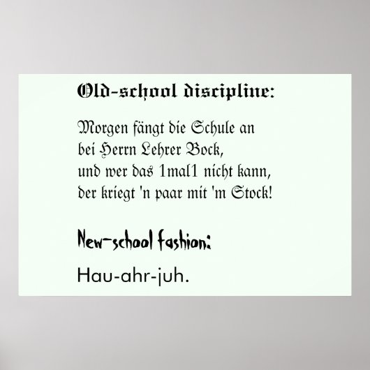 Schooldiscipline Poster (Voorkant)