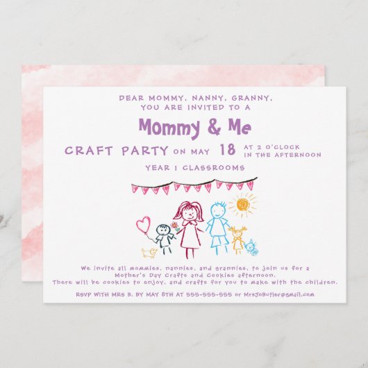 Schoolfeest voor mama en Moederdag Kaart (Voorkant / Achterkant)