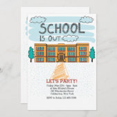 Schoolgebouw Einde schooljaar uitnodiging (Voorkant / Achterkant)