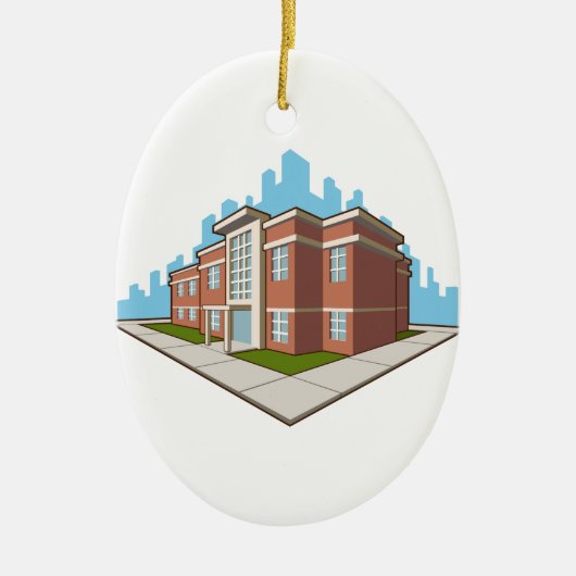 Schoolgebouw Keramisch Ornament (Voorkant)