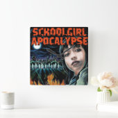 Schoolgirl Apocalypse Countdown Clock Vierkante Klok (Huis)
