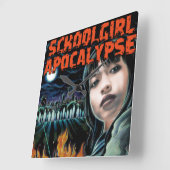 Schoolgirl Apocalypse Countdown Clock Vierkante Klok (Hoek)