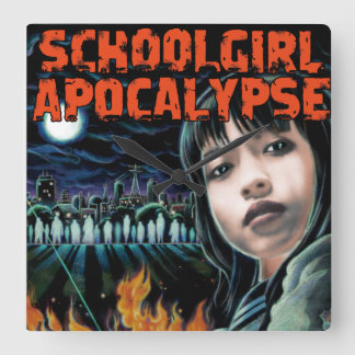 Schoolgirl Apocalypse Countdown Clock Vierkante Klok
