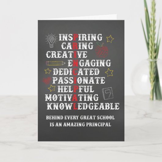 Schoolhoofdwaardering bedankt Chalkboard Kaart (Voorkant)