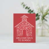 Schoolhouse Briefkaart leraren - Rood (Staand voorkant)