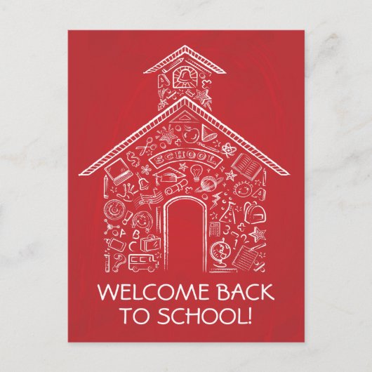 Schoolhouse Briefkaart leraren - Rood (Voorkant)