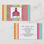Schoolhouse Multicolor Polka Dots Teacher Visitekaartje (Voorkant / Achterkant)