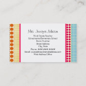 Schoolhouse Multicolor Polka Dots Teacher Visitekaartje (Achterkant)