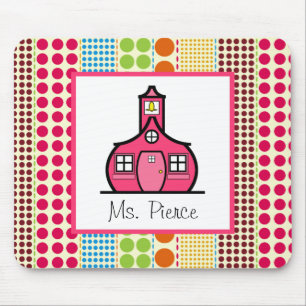 Schoolhouse / Multicolored Polka Dots Teacher Muismat