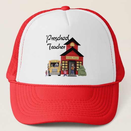 Schoolhouse Preschool leraar overhemden en cadeaus Trucker Pet (Voorkant)