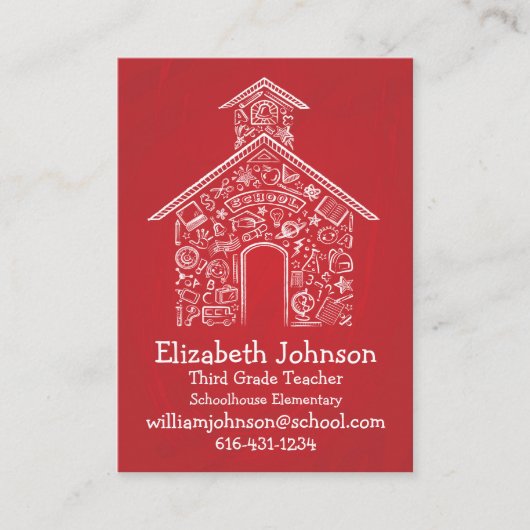 Schoolhouse Teachers Visitekaartje RED (Voorkant)