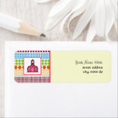 Schoolhuis veelkleurige polka stippen leraar etiket (Insitu)