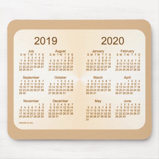 Schooljaar 2019-2020 Sun Tan Calendar van Janz Muismat (Voorkant)