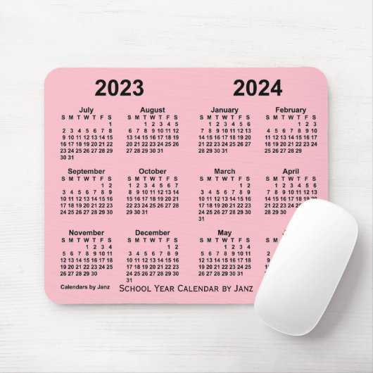 Schooljaar 2023-2024 Agenda van Janz Pink Muismat (Met muis)