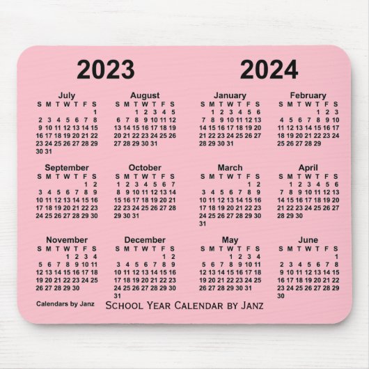 Schooljaar 2023-2024 Agenda van Janz Pink Muismat (Voorkant)