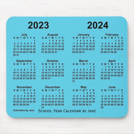 Schooljaar 2023-2024 Agenda van Janz Sky Blue Muismat (Voorkant)