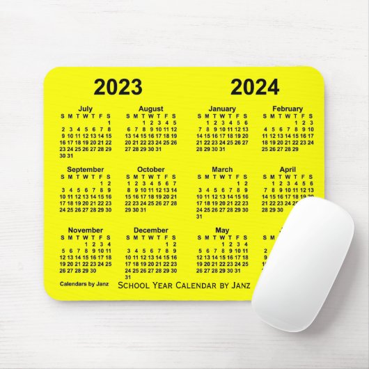 Schooljaar 2023-2024 Agenda van Janz Yellow Muismat (Met muis)