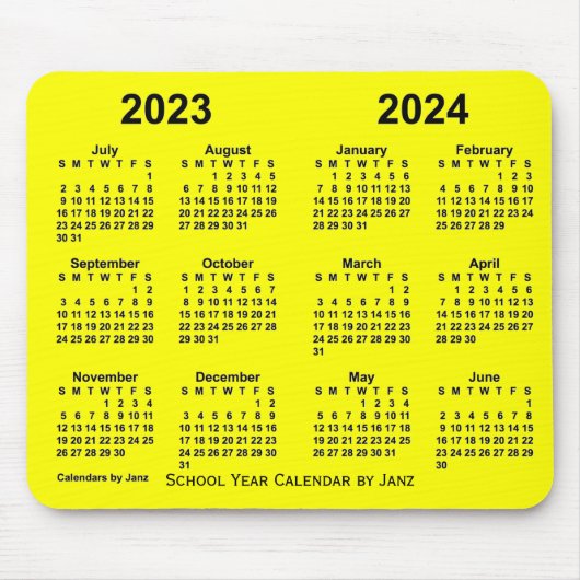 Schooljaar 2023-2024 Agenda van Janz Yellow Muismat (Voorkant)