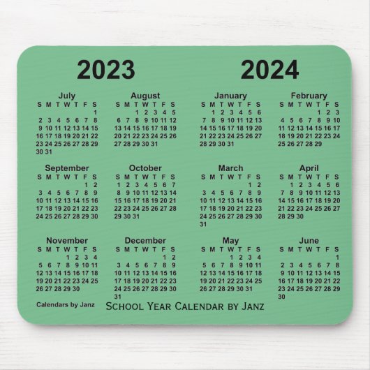 Schooljaar 2023-2024 Agenda van Janz Zee Green Muismat (Voorkant)